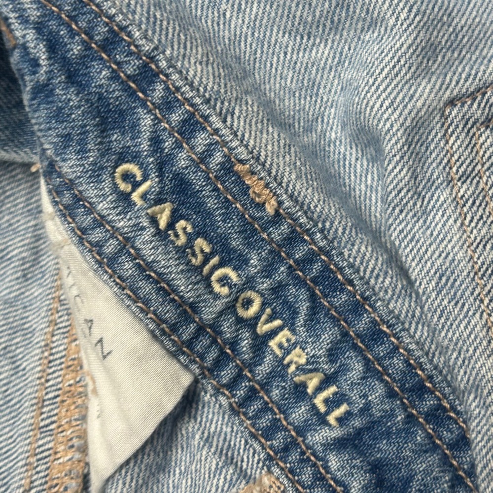 American Eagle Classic Overall Light Wash Denim Women XS Blue Cotton Blend - Picture 3 of 12